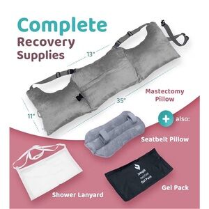 Mastectomy Support Pillow Set in Light Gray NWT